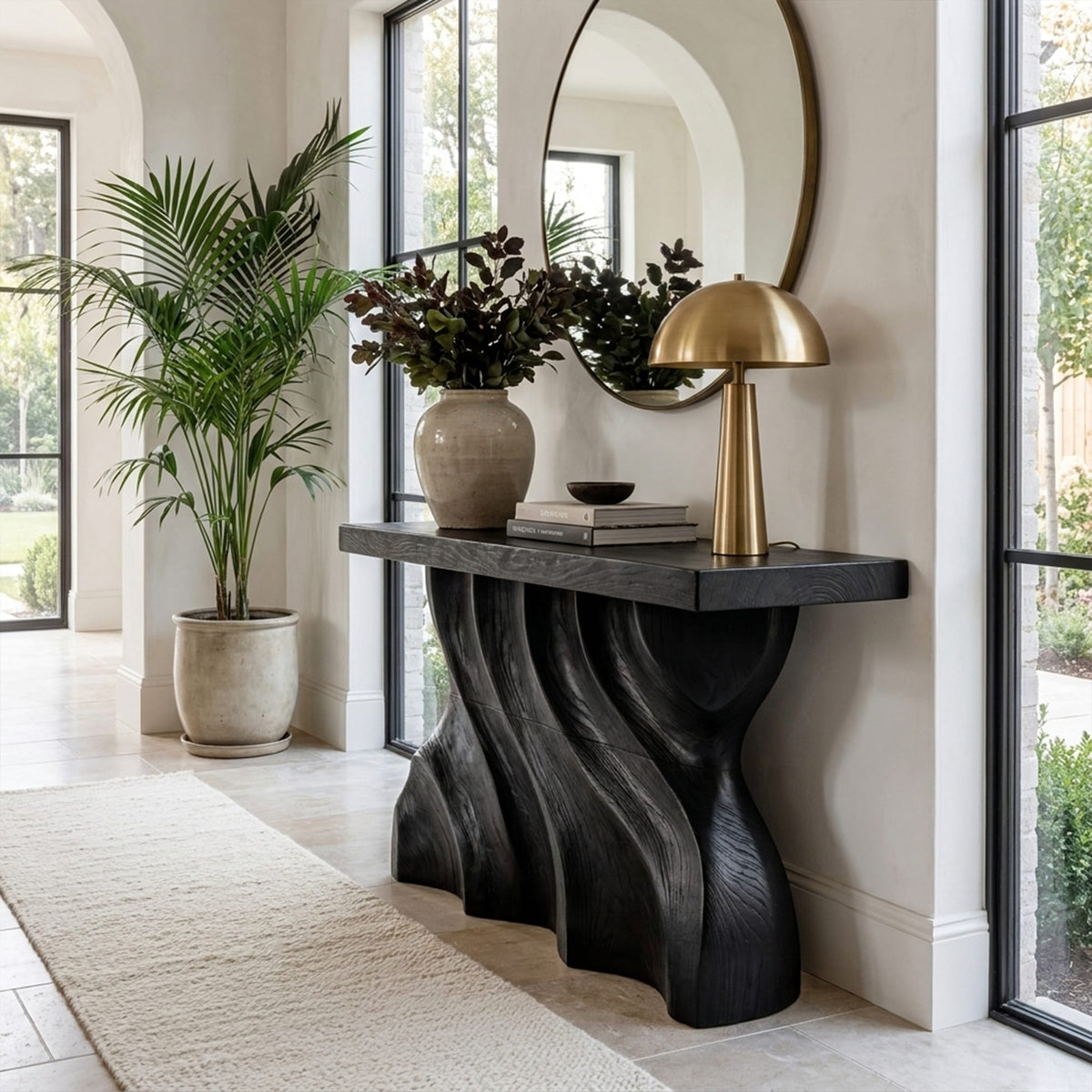 Mid Century Sculpted Wave Console Table