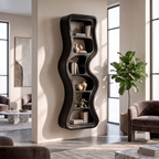 Modern Bookshelf Sculptural Design, solid wood, built to order, Black finish