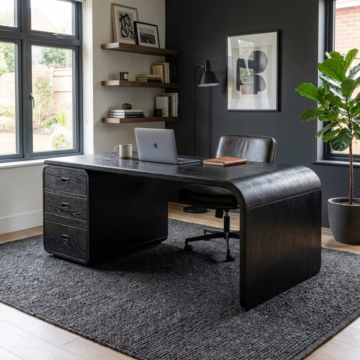 Japandi Harmony Writing Desk Bedroom and Work Room, solid wood, built to order