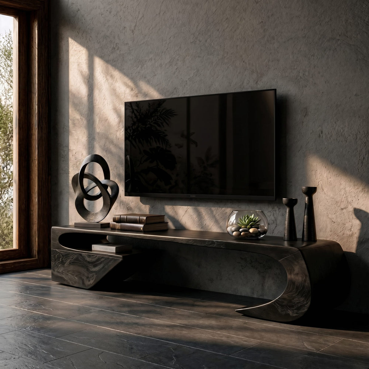 Japandi Curved TV Cabinet