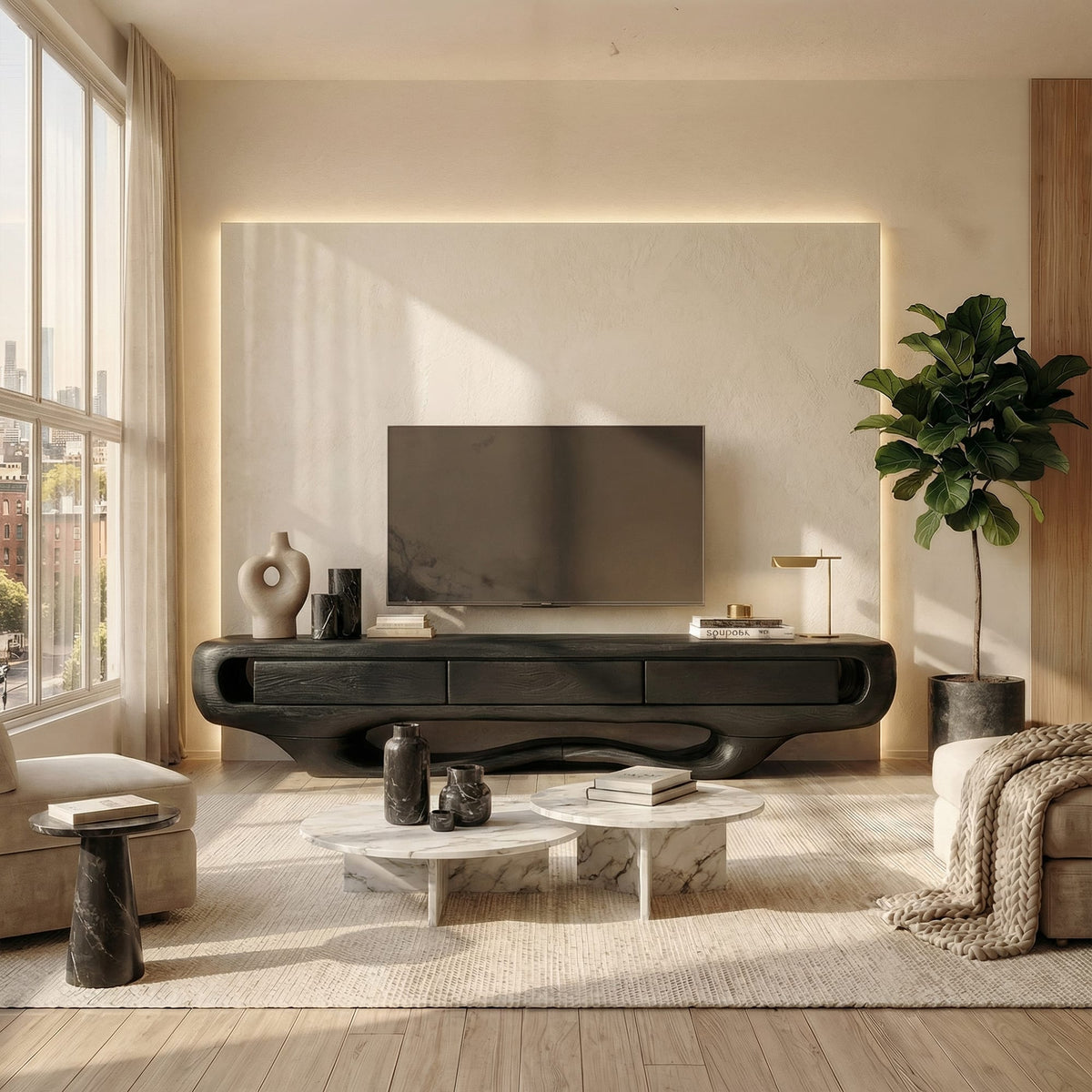 Solid Low Profile TV Cabinet