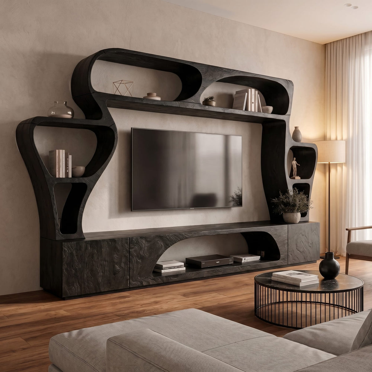Solid Entertainment Sculptural TV Cabinet