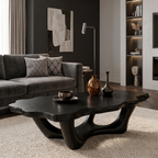 Live Edge Coffee Table Sculptural Design, solid wood, built to order, Black finish