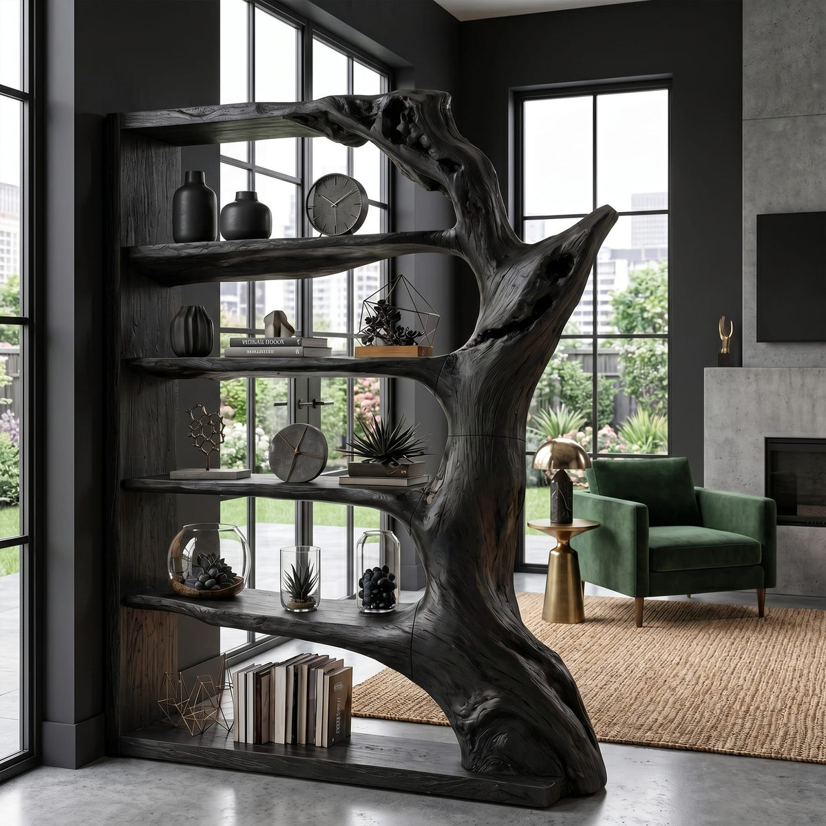 Contemporary Tree Bookshelf, solid wood, built to order