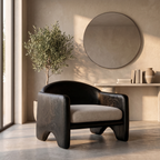 Rustic Armchair Sculptural Design, solid wood, built to order, Black finish