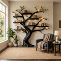 Organic Tree Bookshelf Living Room Interior Sculptural Wall Display, solid wood, built to order, Black finish