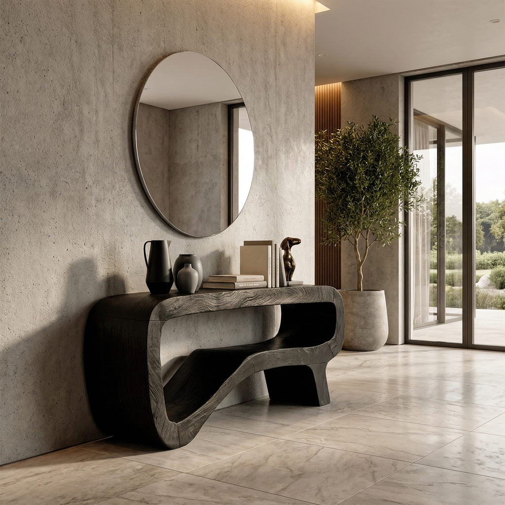 Minimal Sculptural Foyer Console Table