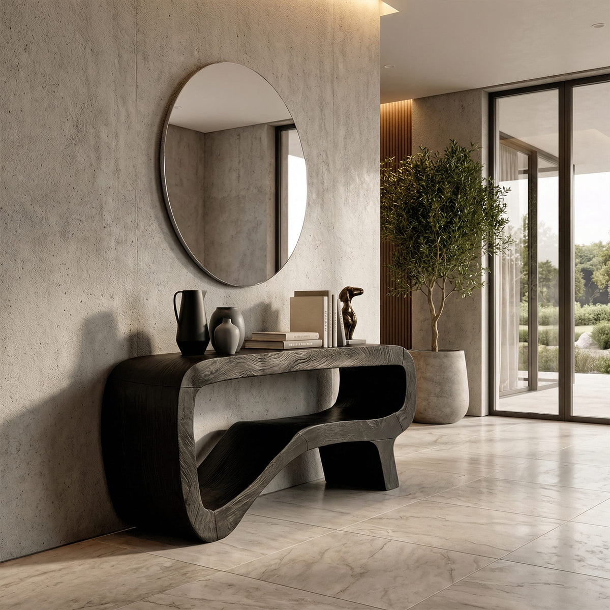 Minimal Sculptural Foyer Console Table