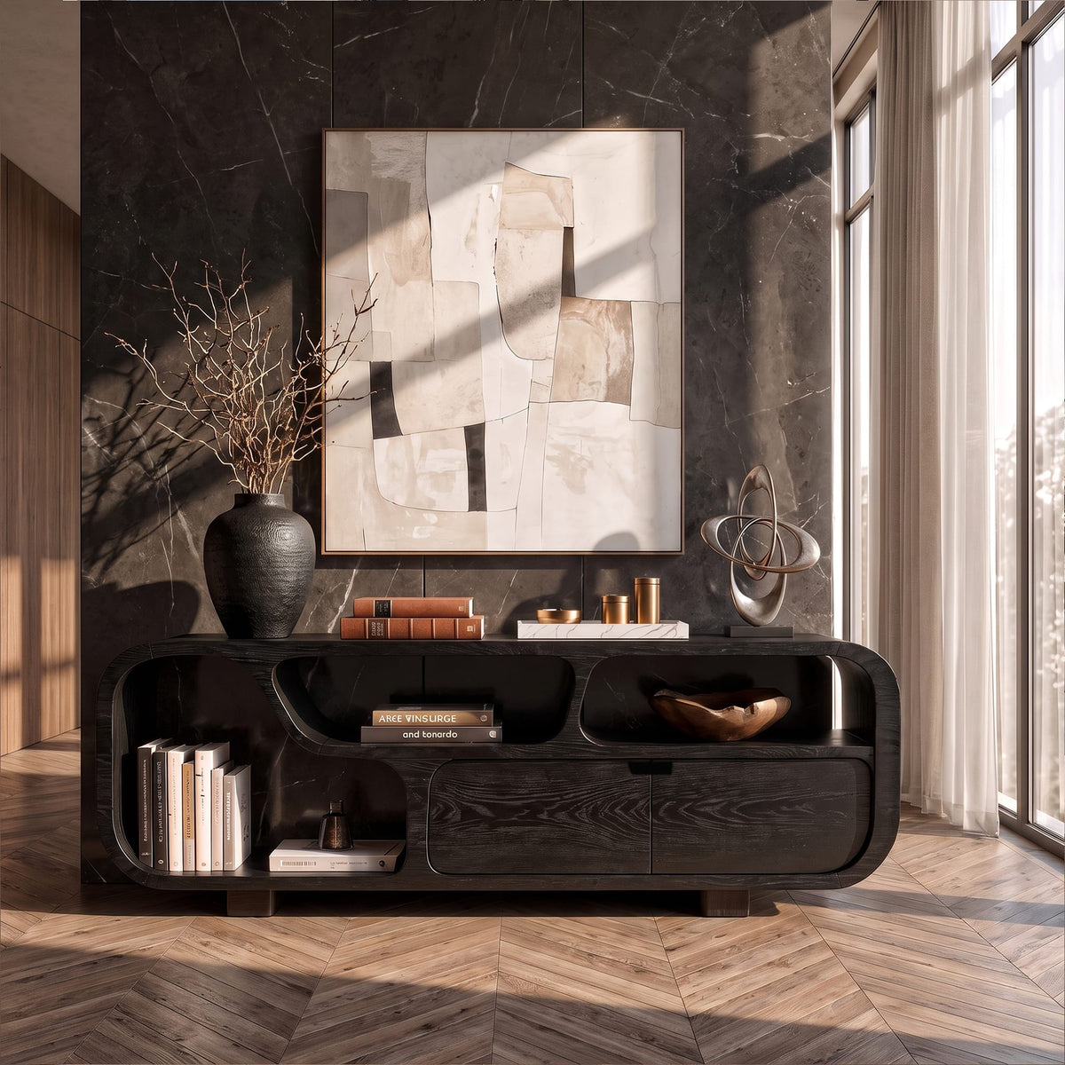 Contemporary Sideboard with Floating Drawer Design, solid wood, built to order
