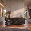 Minimalist Sideboard with Side Compartments, solid wood, built to order, Black finish