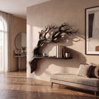 Rustic Branch Floating Shelf Bedroom Wall Decor, solid wood, built to order