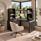 Contemporary Computer Desk with Corner Bookcase, solid wood, built to order