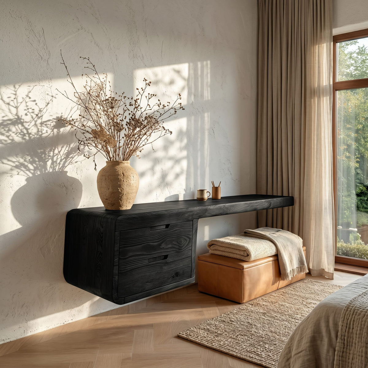Wall Mounted Desk with Built, solid wood, built to order