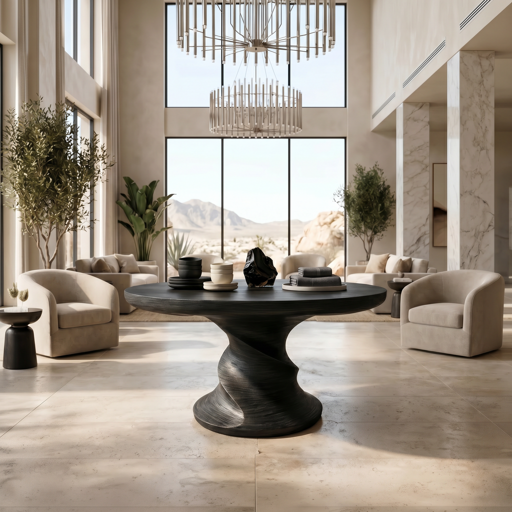 Contemporary Center Table with Flowing Curved Design, solid wood, built to order, view 4
