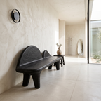 Modern Bench with Sculptural Curved Backrest, solid wood, built to order, view 3