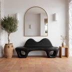 Accent Bench with Dramatic Rounded Silhouette, solid wood, built to order