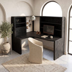 Contemporary Corner Desk with Built in Bookcase, solid wood, built to order