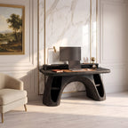 Contemporary Office Desk with Raised Monitor Platform, solid wood, built to order