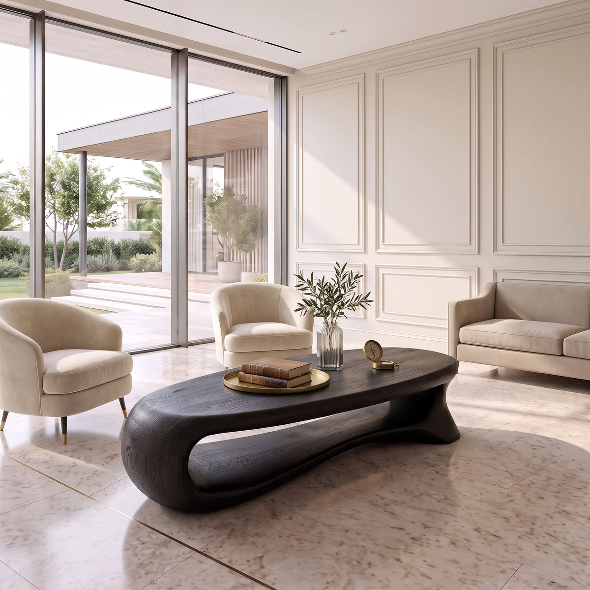 Contemporary Coffee Table with Oval Top Design, solid wood, built to order