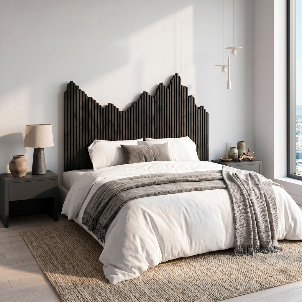 Organic Headboard Wooden Bed Headboard, solid wood, built to order, view 4