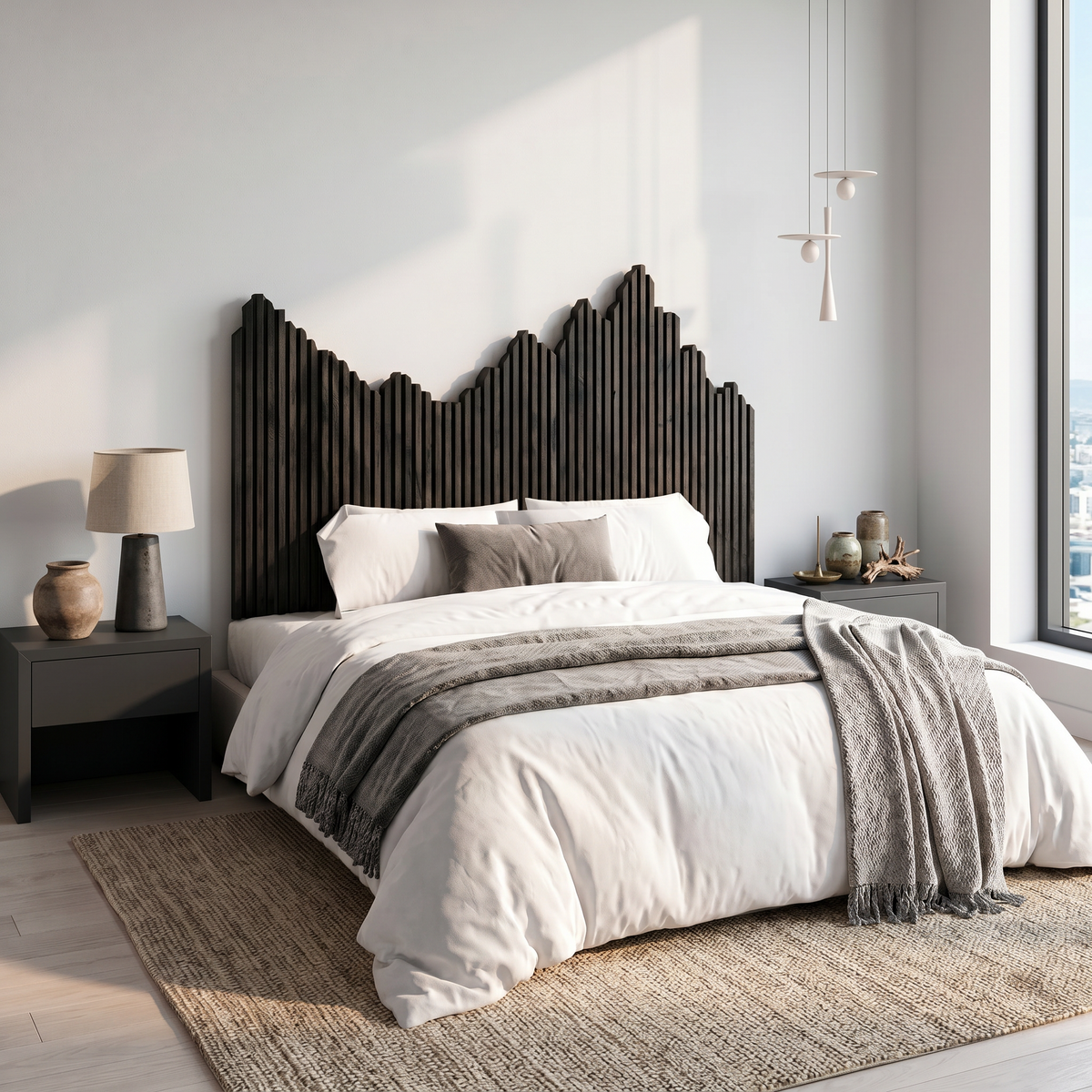 Organic Headboard Wooden Bed Headboard, solid wood, built to order, view 4