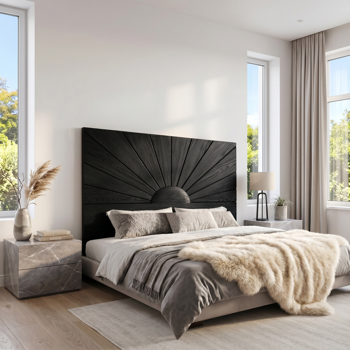 Organic Sunburst Headboard Solid Bed Headboard, solid wood, built to order, view 4