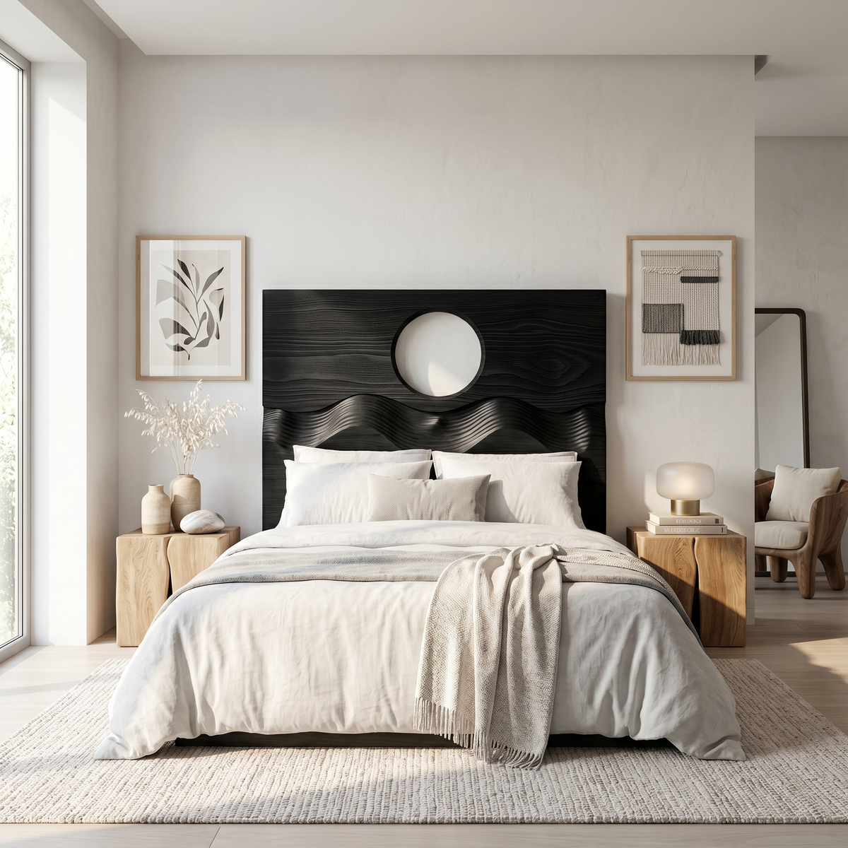 Organic Moon Cutout Headboard Wooden Bed Headboard, solid wood, built to order, view 4