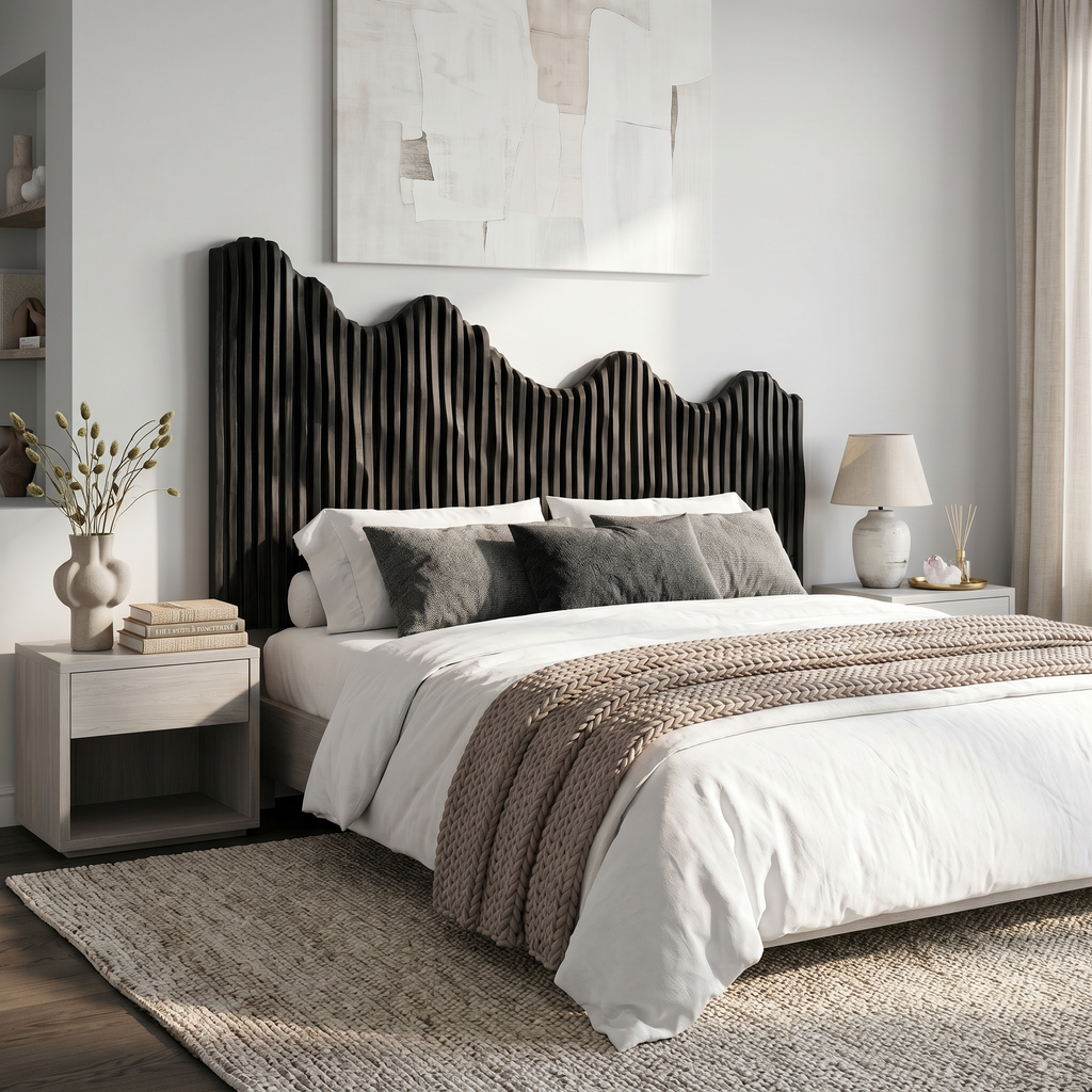 Organic Mountain Landscape Headboard Wooden Bed Headboard, solid wood, built to order, view 4