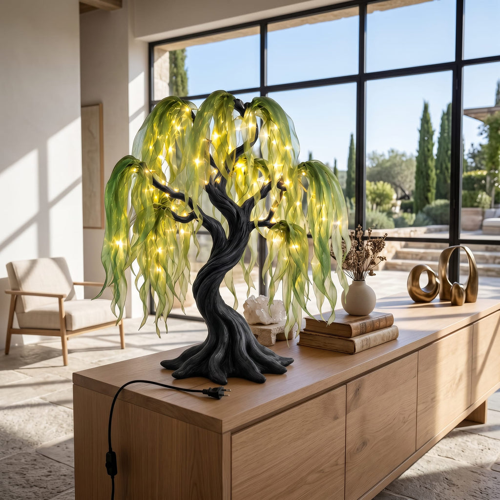 Contemporary Sculptural Tree Table Lamp, solid wood, built to order