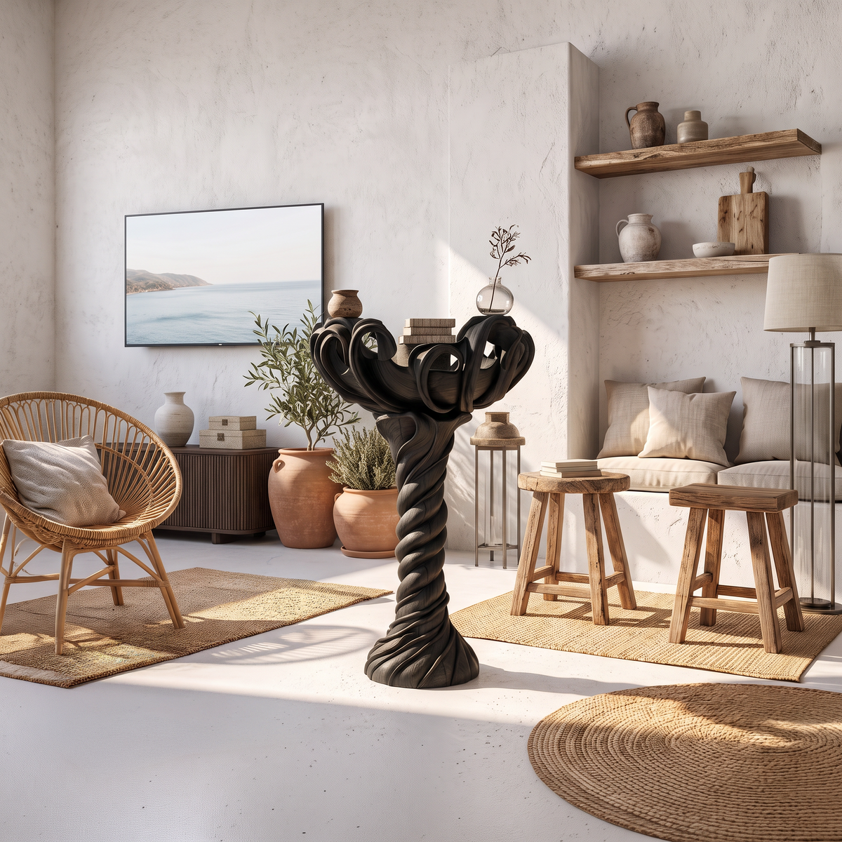 Organic Modern Plant Stand - solid wood plant stand, view 4