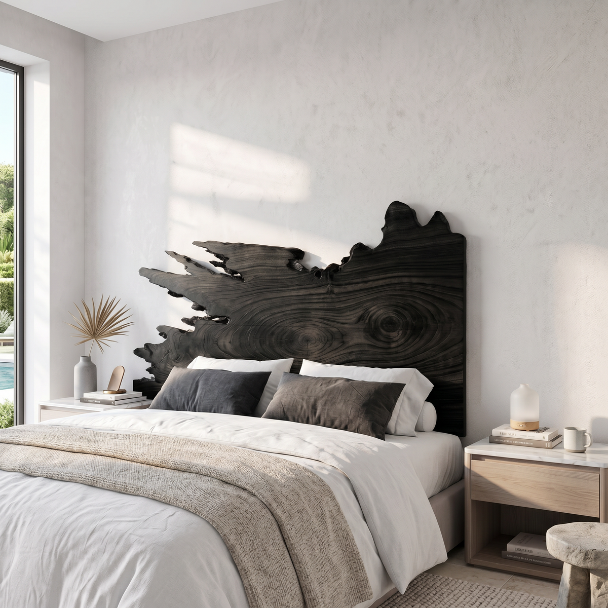 Organic Split Edge Headboard Wooden Bed Headboard, solid wood, built to order, view 4