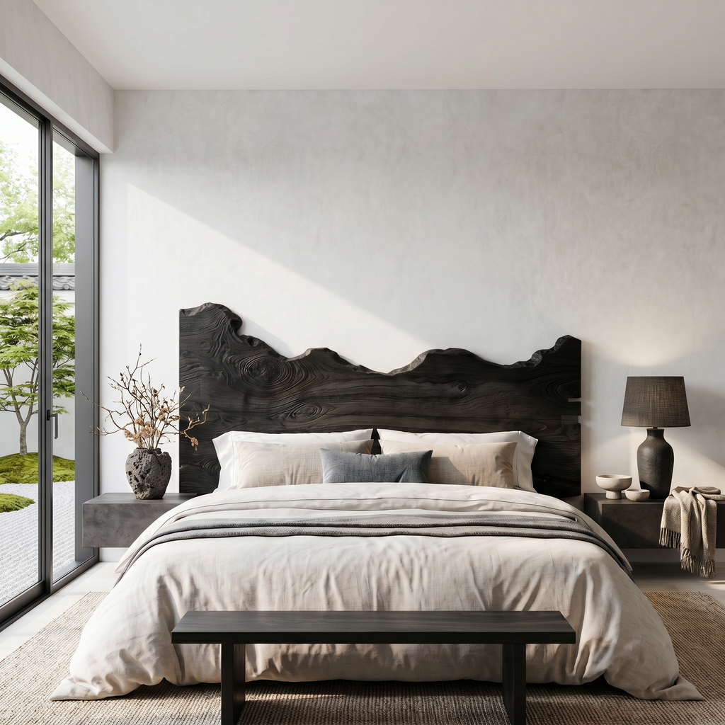 Contemporary Live Edge Headboard, solid wood, built to order, view 4