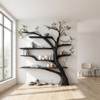 Rustic Book Tree Shelf Home Office, solid wood, built to order