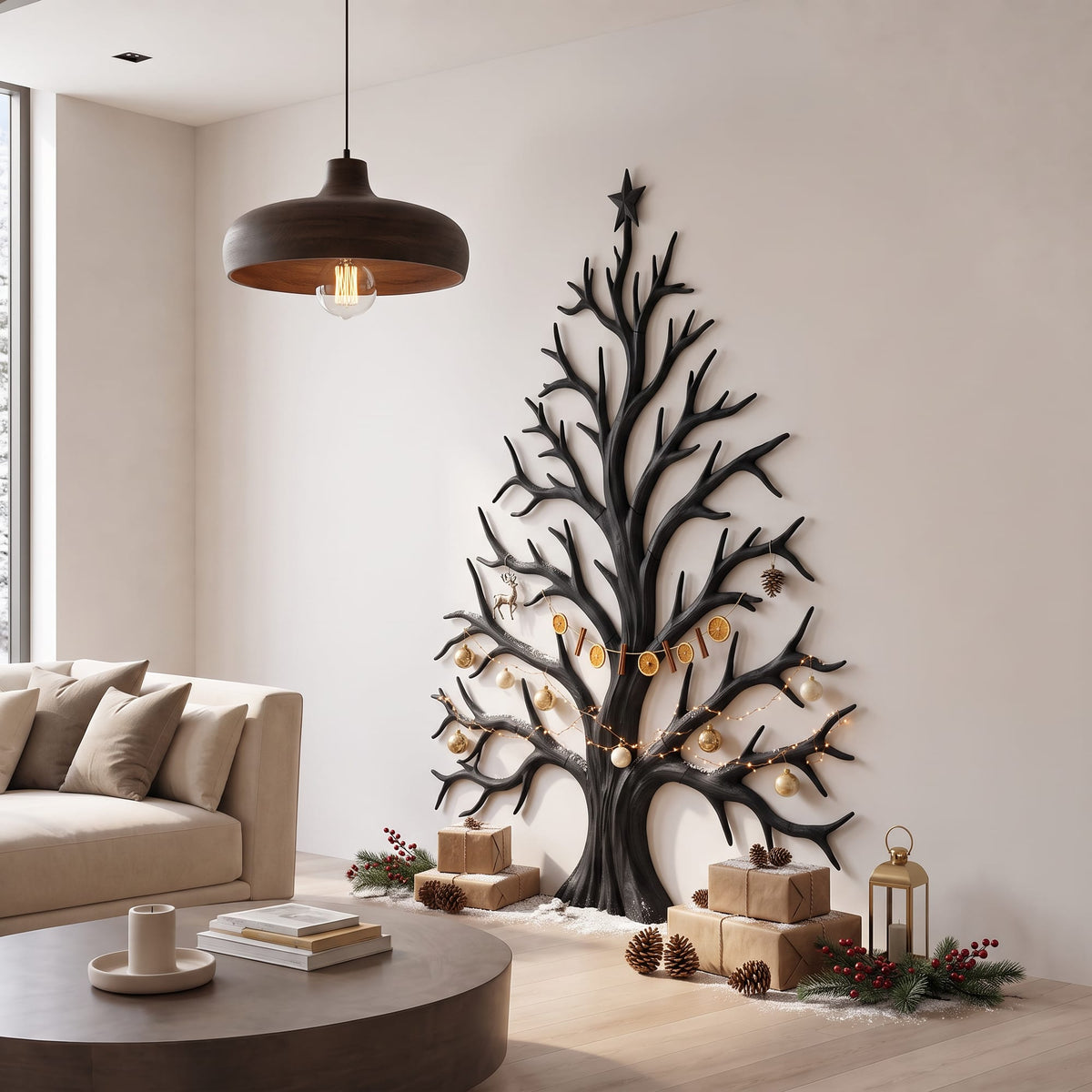 Contemporary Wall Decor with Tree Silhouette, solid wood, built to order