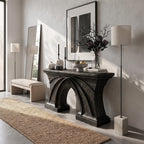 Rustic Console Table Flowing Sculptural Design, solid wood, built to order