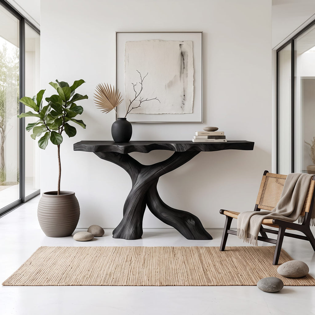 Mid Century X-base Console Table