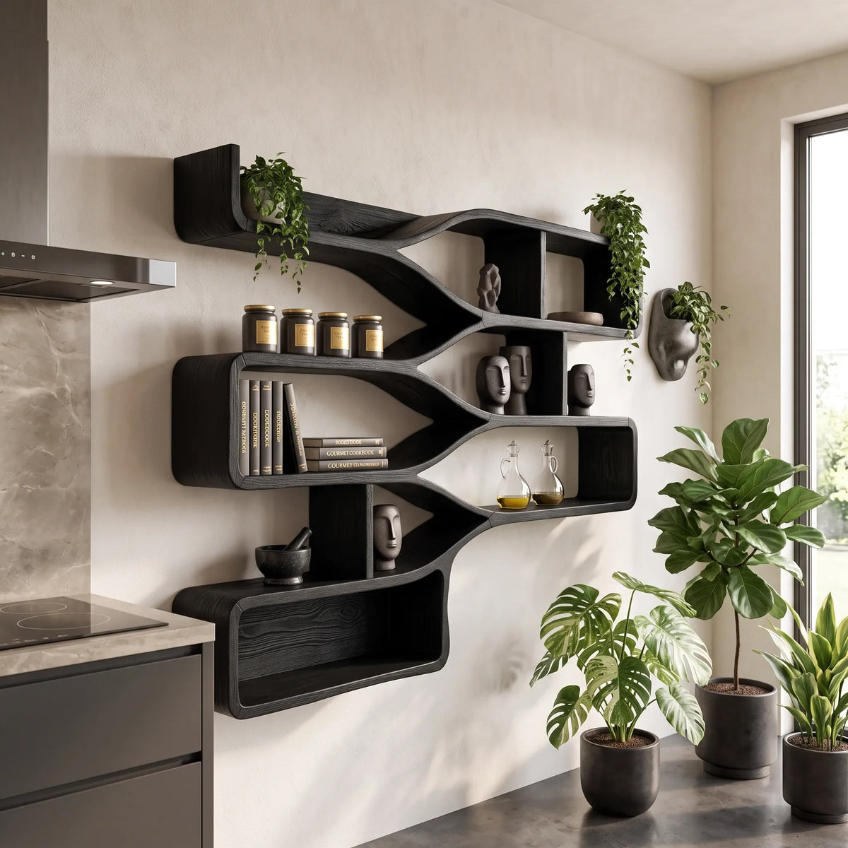 Mid Century Floating Wood Shelves, solid wood, built to order