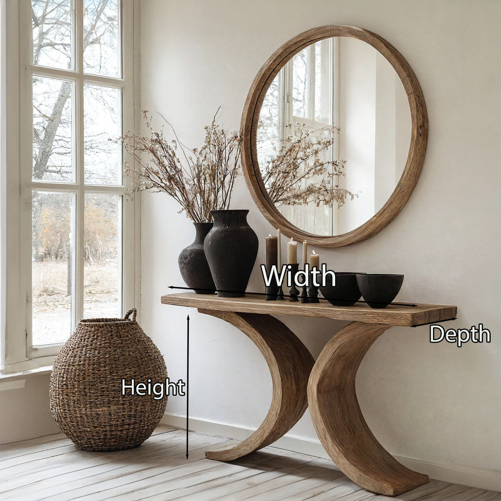 Living Edge Console Table Modern, solid wood, built to order