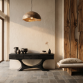 Contemporary Console Table with Curved Tree Trunk Base and Built in Storage Drawers, solid wood, built to order, view 4