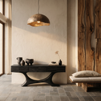 Contemporary Console Table with Curved Tree Trunk Base and Built in Storage Drawers, solid wood, built to order, view 4