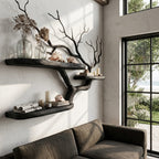Handcrafted Tree Branch Floating Shelf, solid wood, built to order