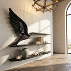 Handcrafted Eagle Wing Floating Shelf with Display Shelves, solid wood, built to order