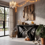Console Table with Spider Web Inspired Base, solid wood, built to order
