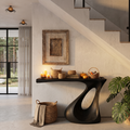 Contemporary Statement Console Table with Curved Open Base, solid wood, built to order, view 4