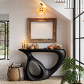 Organic Sofa Table with Carved Inspired Frame for Foyer, solid wood, built to order, view 4