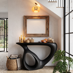 Organic Sofa Table with Carved Inspired Frame for Foyer, solid wood, built to order, view 4