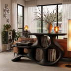Organic Turntable Cabinet with Abstract Rounded Frame, solid wood, built to order, view 4