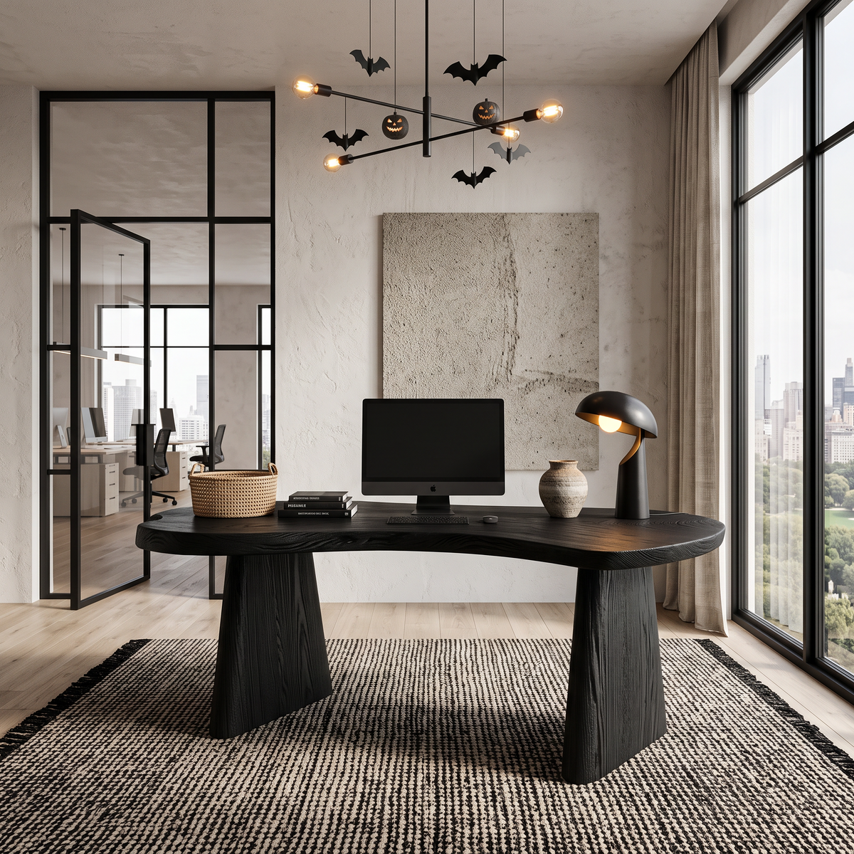 Modern Desk with Edge Top and Sculptural Legs, solid wood, built to order, view 3
