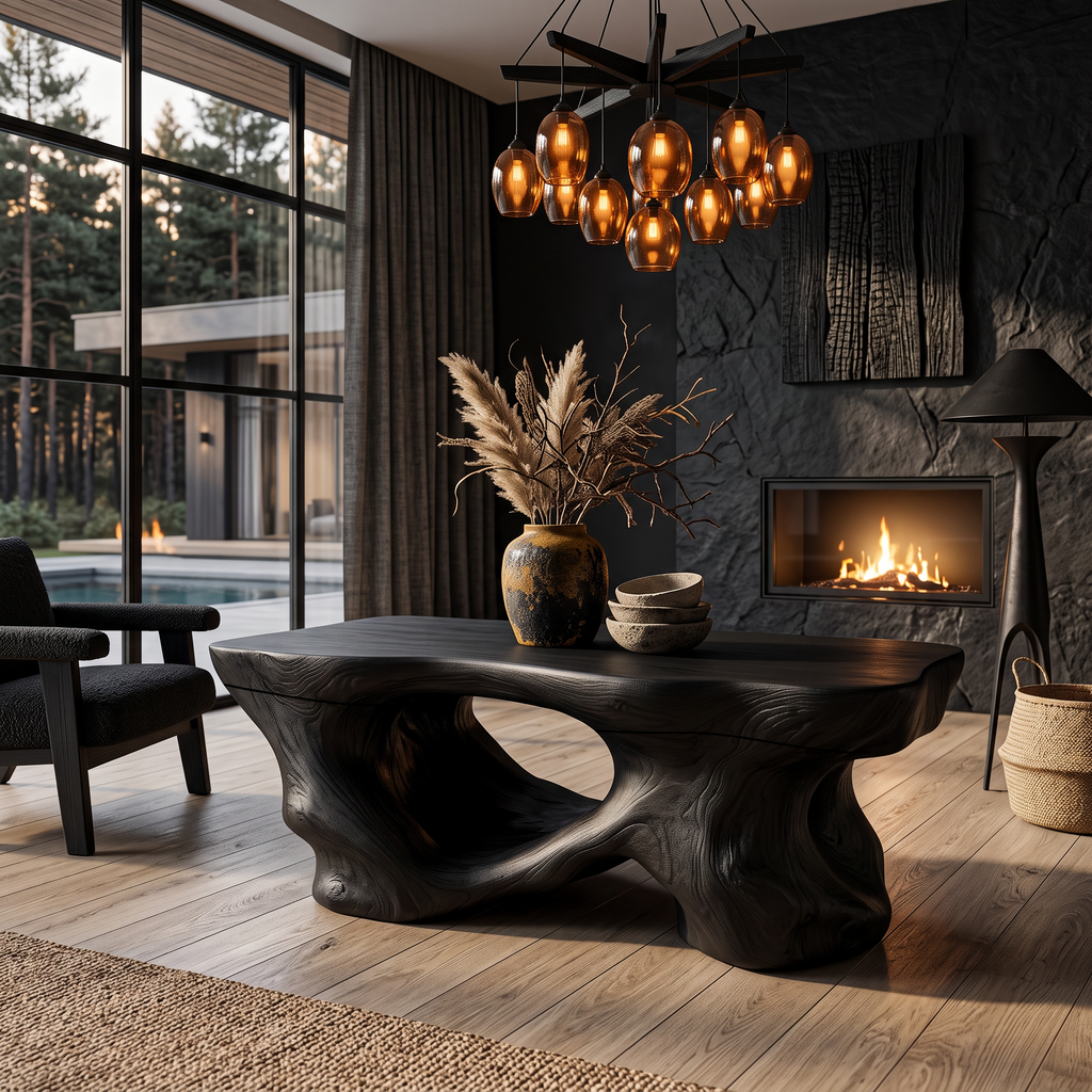 Rustic Coffee Table with Sculptural Root Form Legs, solid wood, built to order, view 3