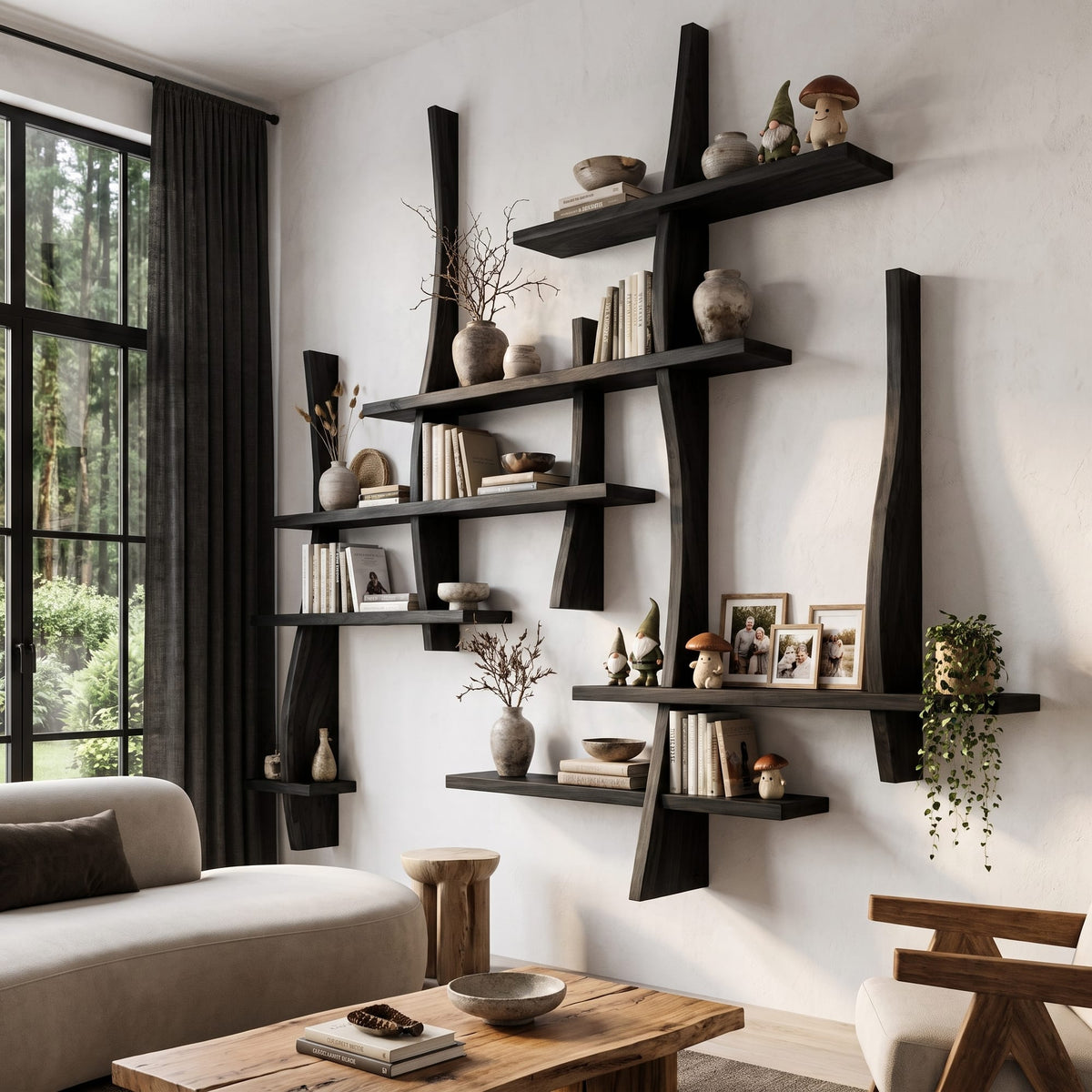 Floating Layered Bookshelf